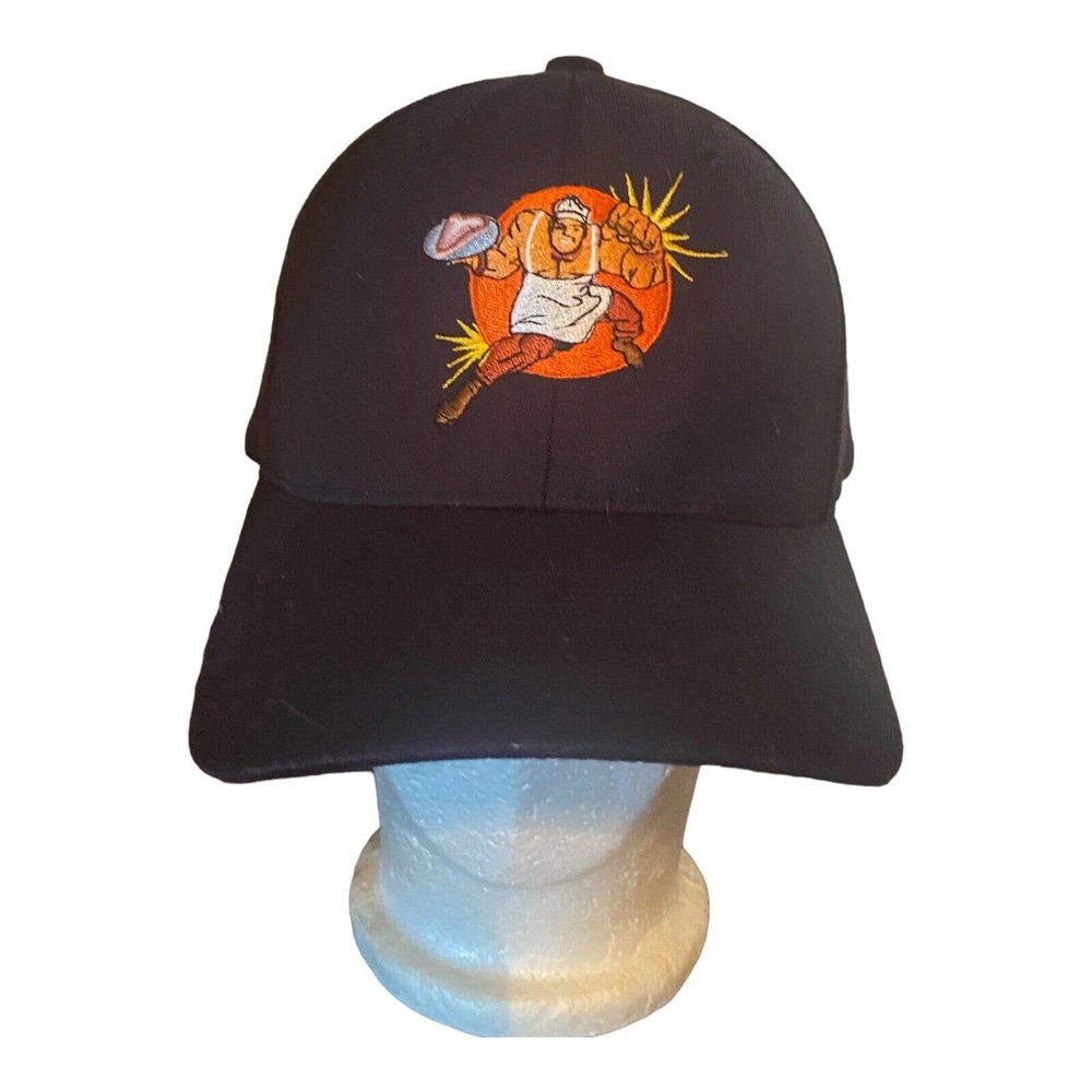 Bayside Meats Navy Fitted Baseball Hat pacific Headwear Size Med-Xl‎